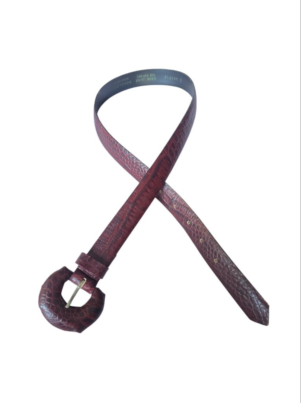 Vintage Burgundy Textured Leather Belt